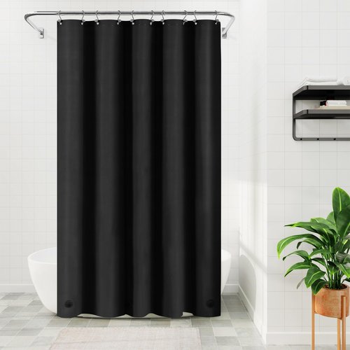 Barossa Design 54W x 78H Stall Shower Curtain Liner Black - Waterproof Lightweight PEVA Plastic Shower Liner with 3 Magnets & Metal Grommets - Black