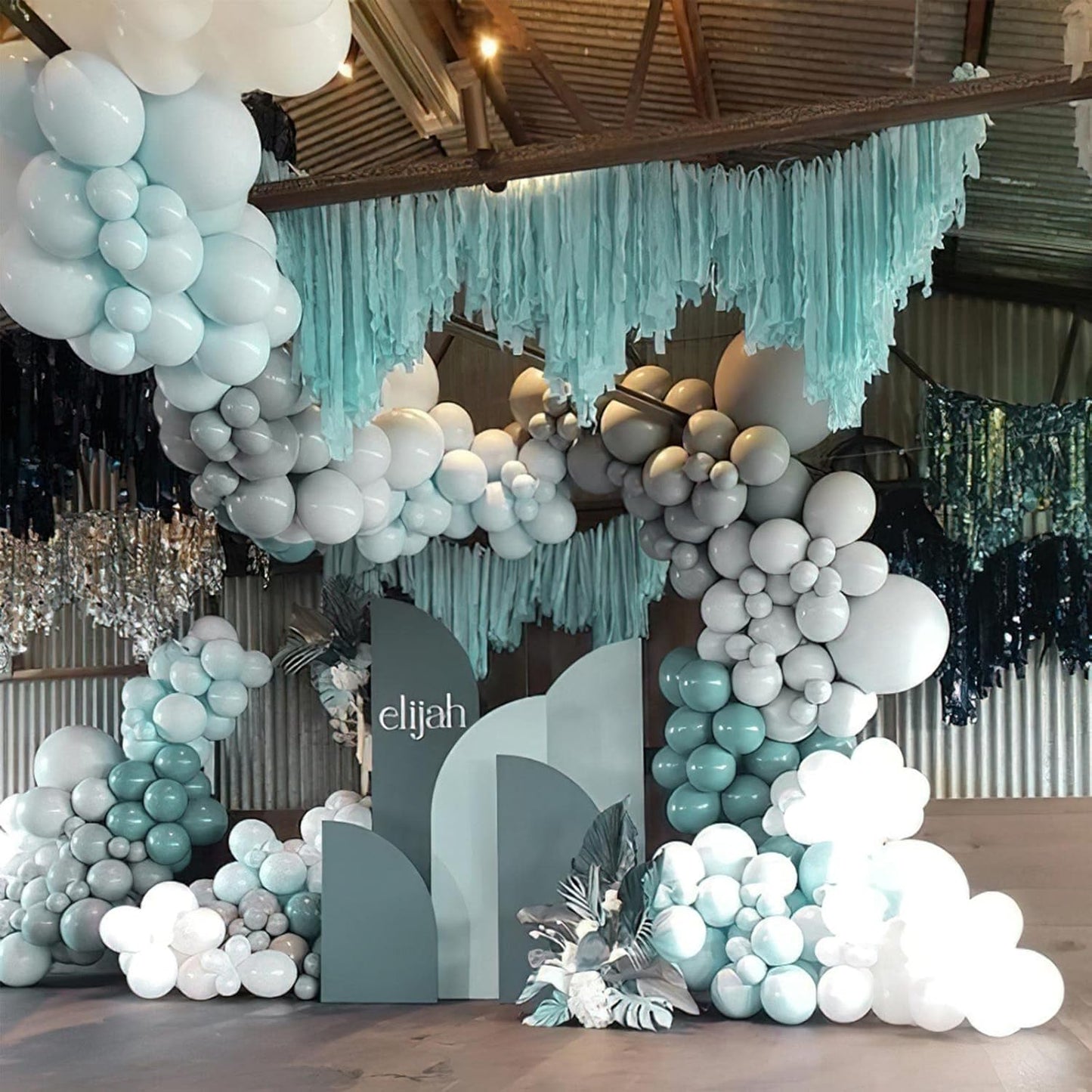PartyWoo White & Pale Aqua Balloons - 280 Pack for Stunning Celebrations