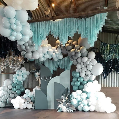 PartyWoo White & Pale Aqua Balloons - 280 Pack for Stunning Celebrations