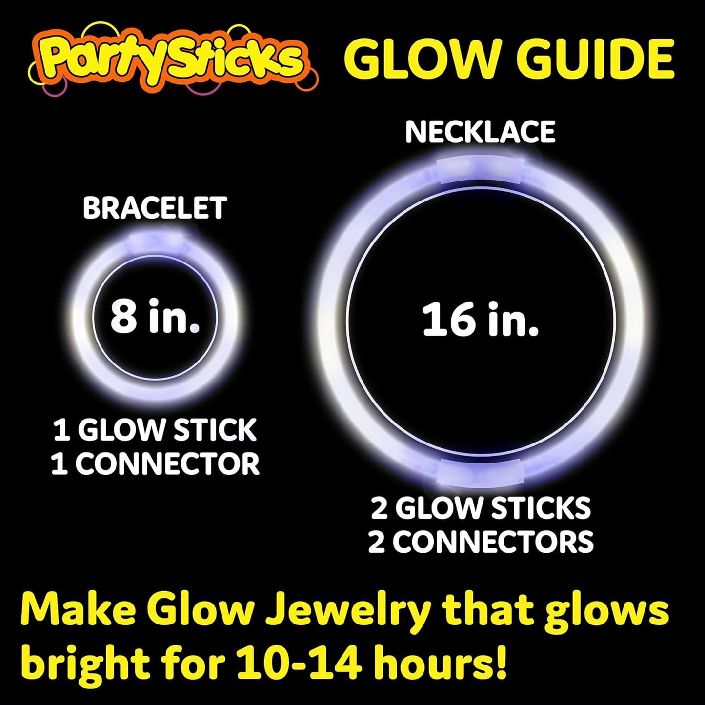 PartySticks Glow Sticks - 100 Pack of White Glow In The Dark Party Favors & Decorations