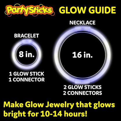 PartySticks Glow Sticks - 100 Pack of White Glow In The Dark Party Favors & Decorations