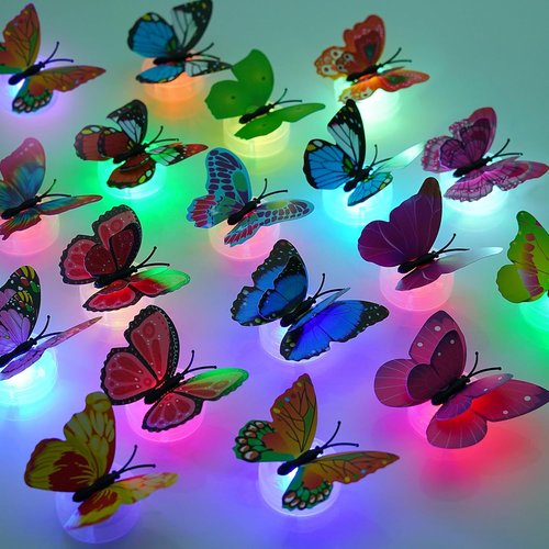 3D Butterfly Wall Decor - Glowing Lights & Stickers for Bedroom, Party, and Birthday | 24 Pcs