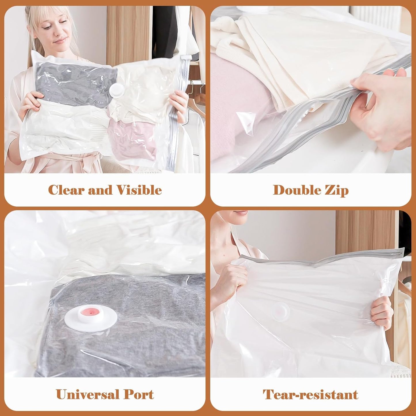 Vacbird Travel Vacuum Storage Bags - 12 Pack with Rechargeable Cordless Pump | Compression Packing for Clothes, Luggage & More