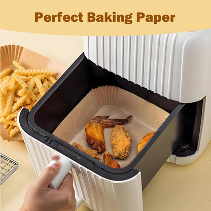 Skiennix Air Fryer Liners - 200 Pcs Unbleached Disposable Non-Stick Parchment Paper for 5-8 QT Baskets