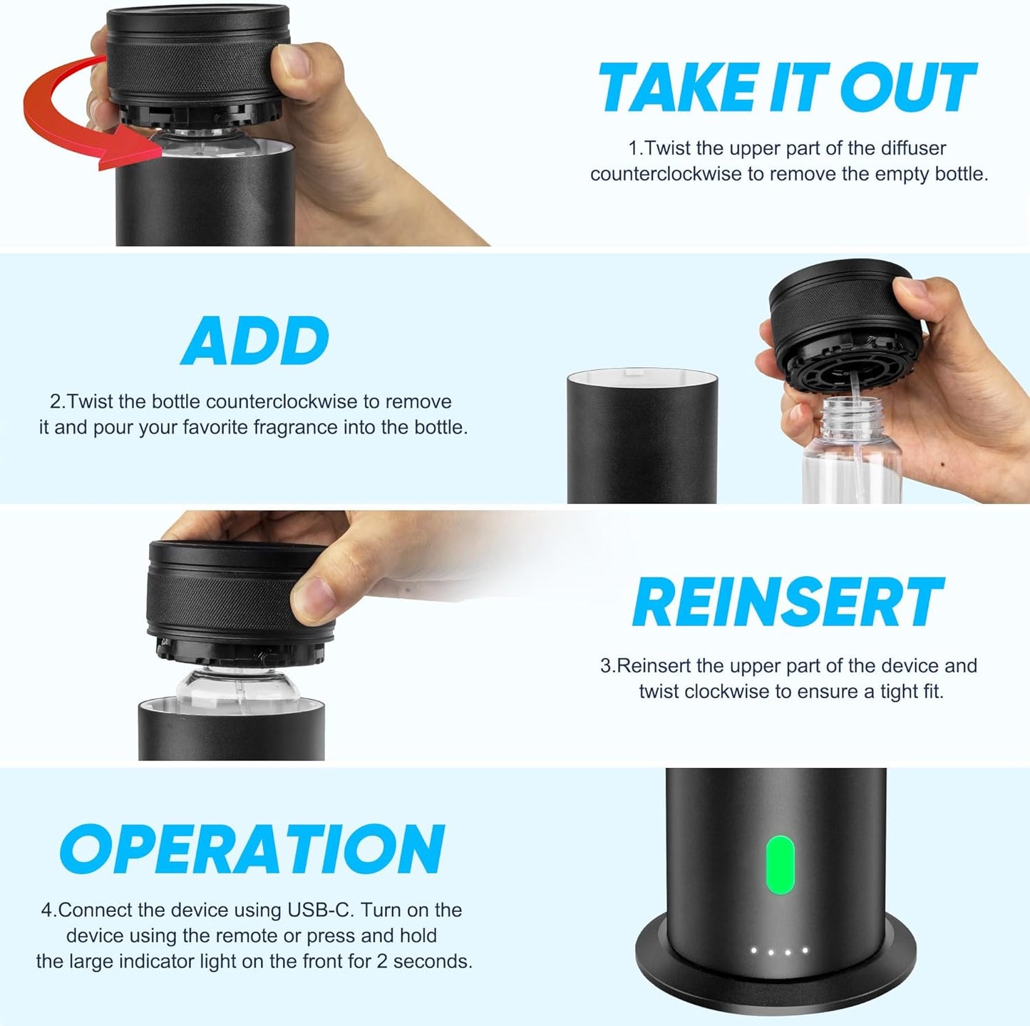 Skiennix Waterless Scent Diffuser Starter Kit - 800 Sq. In. Coverage with 5 Essential Oils & Remote Control