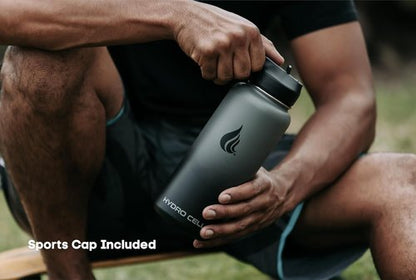 HYDRO CELL Stainless Steel Insulated Water Bottle - Leakproof Design for Hot & Cold Drinks | 32oz Graphite/Black