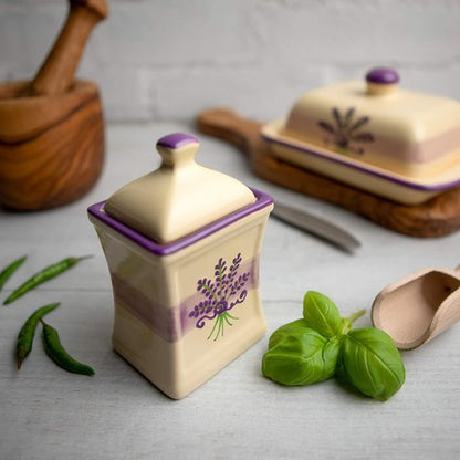 City to Cottage Ceramic Kitchen Herb & Spice Storage Jar - 5.3oz/150ml, Cream Lavender Floral Design