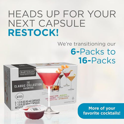 Bartesian - Classic Collection Capsules Variety Pack of 6 for Premium Cocktail Maker