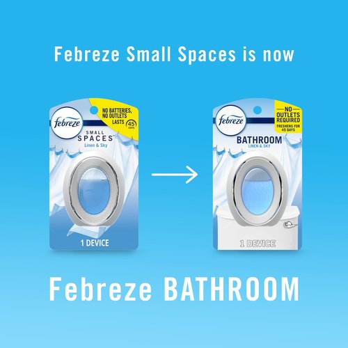 Febreze Bathroom Air Freshener Odor-Fighting for Small Spaces Scented Plug In Alternative Long-Lasting for Home and Bathroom and Kitchen Closet Air Fresheners, Linen & Sky Scent, 4 Count