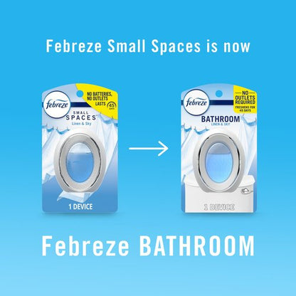 Febreze Bathroom Air Freshener Odor-Fighting for Small Spaces Scented Plug In Alternative Long-Lasting for Home and Bathroom and Kitchen Closet Air Fresheners, Linen & Sky Scent, 4 Count