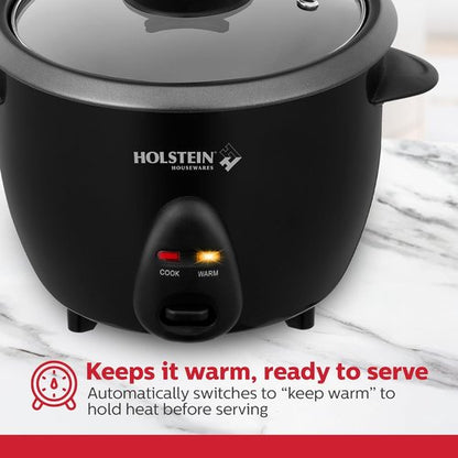 Holstein Housewares Rice Cooker - 16-Cup Capacity with One-Touch Operation | Black, Perfect for Rice & Grains