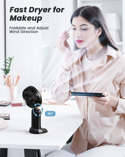 coldSky Portable Handheld Fan - 3-in-1 Multifunctional Travel Fan with 4000mAh Battery | Black, 5 Speed Settings