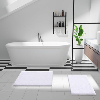 OLANLY Bathroom Rugs Mat 32x20, Extra Soft Absorbent Microfiber Bath Rugs, Rubber Backing, Quick Dry, Machine Washable Bath Mats for Bathroom Floor, Tub and Shower, Home Decor Accessories, White