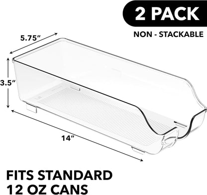 Simple Houseware Soda Can Organizer - Clear Dispenser for Refrigerator & Pantry | Set of 2