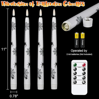 Wondise Halloween Flameless Taper Candles with Remote & Timer - 3-Spider Variation