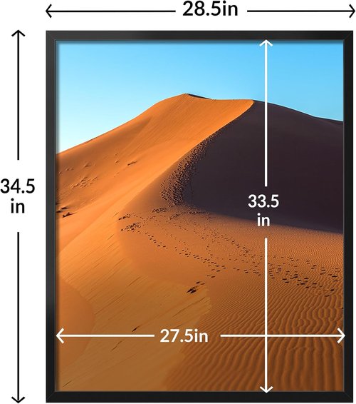 LaVie Home 28x34 Black Picture Frame - HD Plexiglas for Vertical/Horizontal Display | Classic Collection