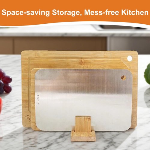 Bamboo Cutting Board Set by [Brand Name] | 3-Piece Kitchen Prep Station with Juice Grooves & Stainless Steel Defrosting Tray