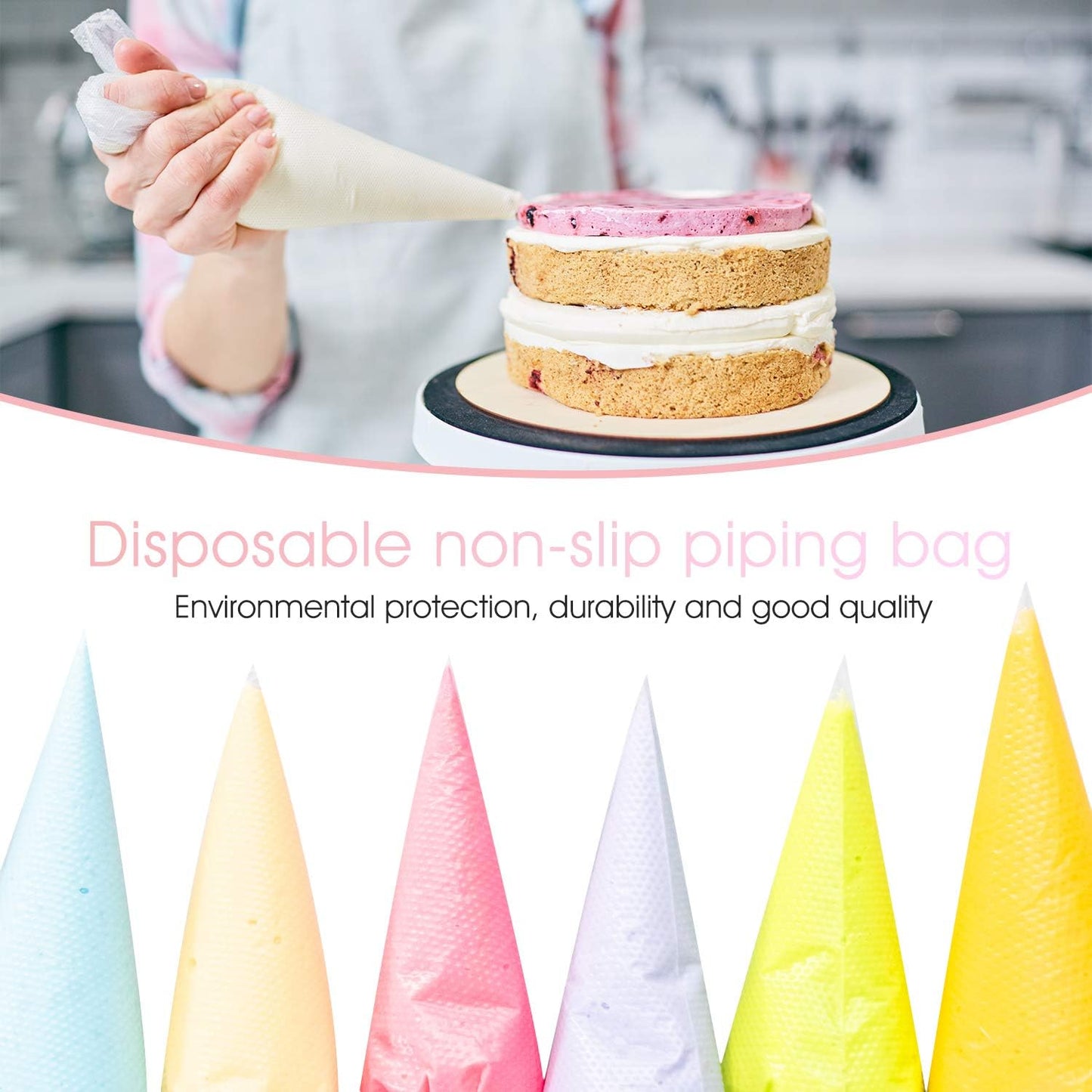 VolksRose 18-Inch Disposable Piping Bags - Anti-Burst, Non-Slip Cake Decorating Bags for Icing & Frosting