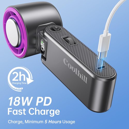 Coolhill Handheld Portable fan with Turbo Cooling - Hand Held Fan Rechargeable, 1-100 Speeds, Up to 12Hrs Battery Life, Powerful Mini Personal fan for Travel, Outdoor, Beach & Makeup