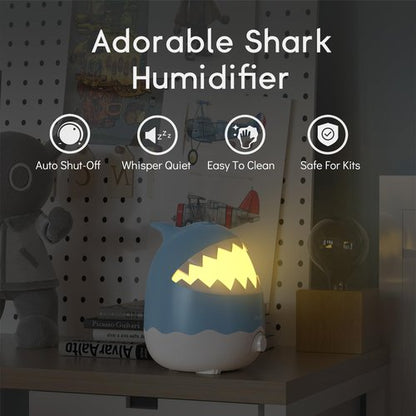 Bucexo Humidifiers for Baby Bedroom, Cool Mist Humidifier for Kids Nursery, Air Humidifier with Essential Oil Diffuser and Night Light, Timer, BPA Free, 1.6L, Up to 40Hours, Shark, Ideal for baby