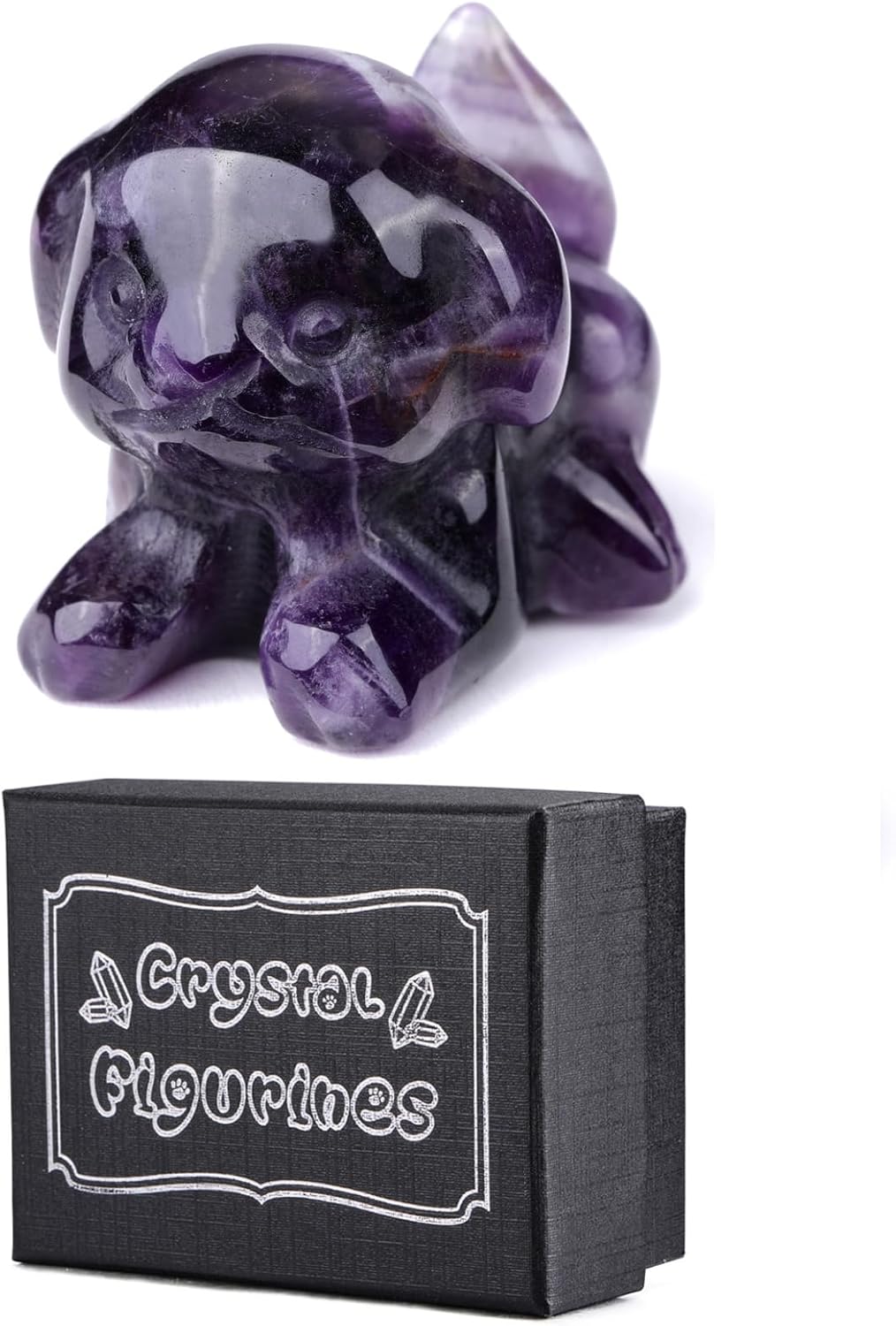 PESOENTH Purple Amethyst Crystal Dog Ornament Dog Lovers Gifts for Women Christmas Birthday,Cute Amethyst Stone Puppy Dogs Figurine Statue Home Room Decor,1.5"