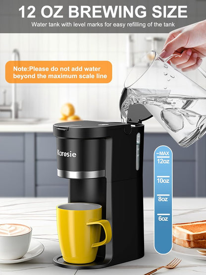 Small Single Serve Coffee Maker by [Brand Name] - Fast Brew for K-Cup & Ground Coffee, 6-12 Oz