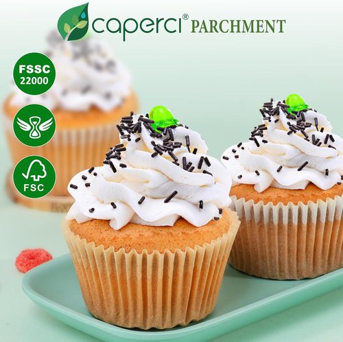 Caperci Parchment Cupcake Liners - 225pcs Standard Muffin Cups with Greaseproof, Non-Stick Design (Natural)