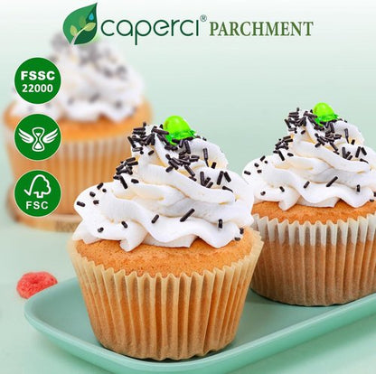 Caperci Parchment Cupcake Liners - 225pcs Standard Muffin Cups with Greaseproof, Non-Stick Design (Natural)