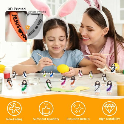 Keway Mini Jesus Figurines - 44 PCS Rubber Pocket Figures for Easter, Baptism Gifts & Sunday School | 11 Colors, 2 Styles
