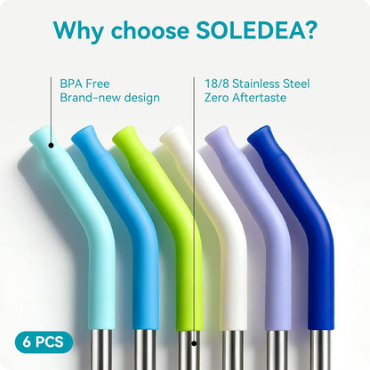 Skiennix 40 oz Metal Straws - 6 Pcs Stainless Steel Reusable Straws with Colorful Silicone Tips | BPA-Free