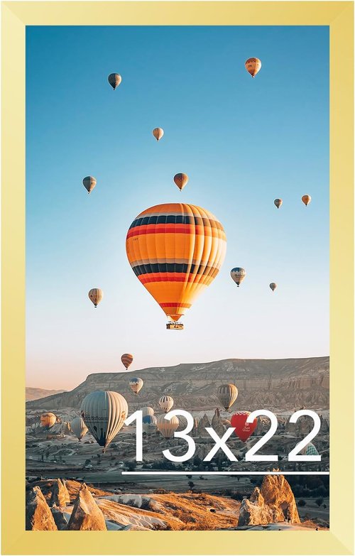 JCJMY 13x22 Gold Picture Frame - Versatile Horizontal & Vertical Wall Hanging for Photos & Posters