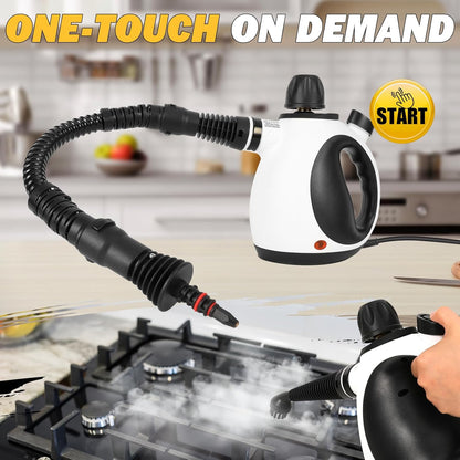 Skiennix Pressurized Handheld Steam Cleaner - Multi-Surface Natural Steamer with 12 Accessories for Fast Home Cleaning