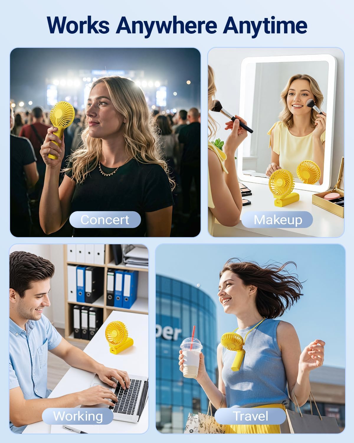 Sweetfull Handheld Portable Fan - 5000mAh Rechargeable Battery, 6 Speed Wind, LED Display | Mini Travel Essential