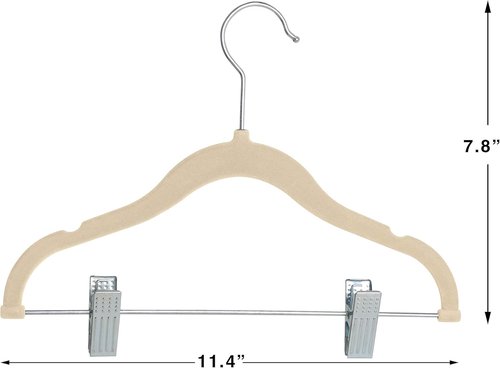 Finnhomy Non-Slip Velvet Baby & Kids Hangers - 20-Pack Heavy-Duty Space-Saving Clips, Beige