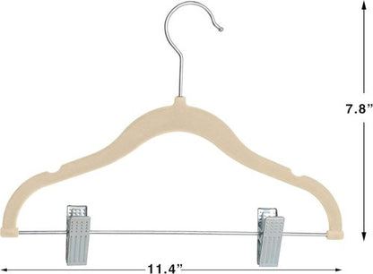 Finnhomy Non-Slip Velvet Baby & Kids Hangers - 20-Pack Heavy-Duty Space-Saving Clips, Beige
