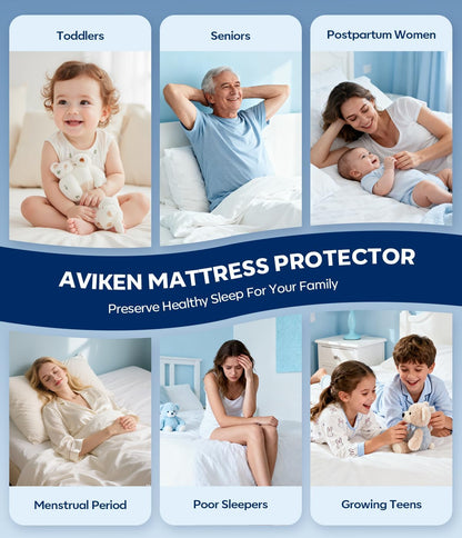 Skiennix Waterproof Mattress Protector - Soft Breathable Twin Size Pad with Deep Pocket | Noiseless Cooling Cover, White