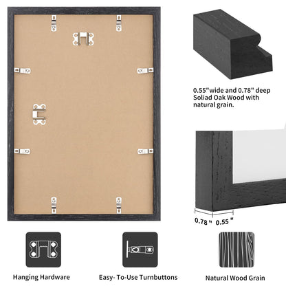 puthiac 18x24 Black Oak Wood Frames -18"x24" Poster Frames for Wall, 18x24 Picture Frames for Wall, 18 x 24 Picture Frames, 18 x 24 Frames for Wall (1 Pack, Black)