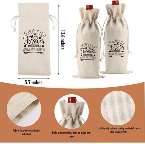 Funny Teacher Retirement Gifts for Woman Men Happy Retirement Party Decorations Retired Leaving Gifts for Teacher Teacher Appreciation Gifts Teacher Wine Bag