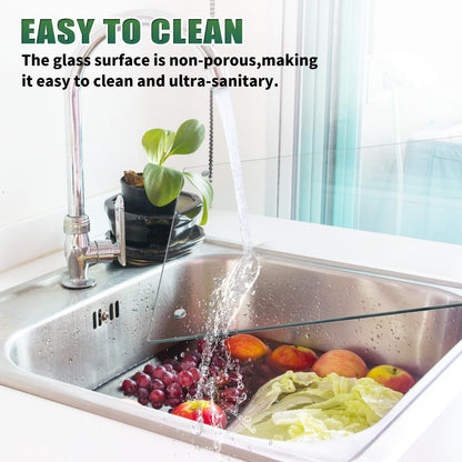 Seelenruhe 4 Pack Tempered Glass Cutting Boards for Kitchen Counter, Clear Cutting Boards for Countertop, Non-Slip, Heat-Resistant, Machine Washable, Easy to Clean, 16x12 & 8x12