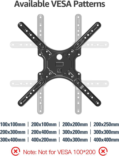 MOUNTUP Full Motion TV Wall Mount for 26-60 Inch TVs - Swivel, Tilt, Single Stud Design, Max VESA 400x400mm