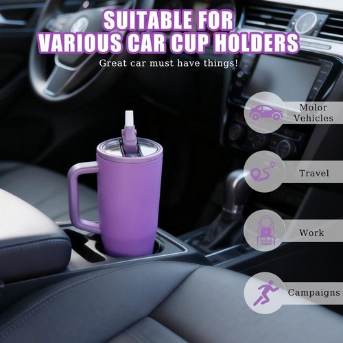 TANYRE 40 oz Water Bottle with Handle Purple Sixth Generation,Cup Holder Compatible for Travel,Leak Resistant Tumbler-Reusable Insulated Stainless Steel & Rubber Base,BPA-Free