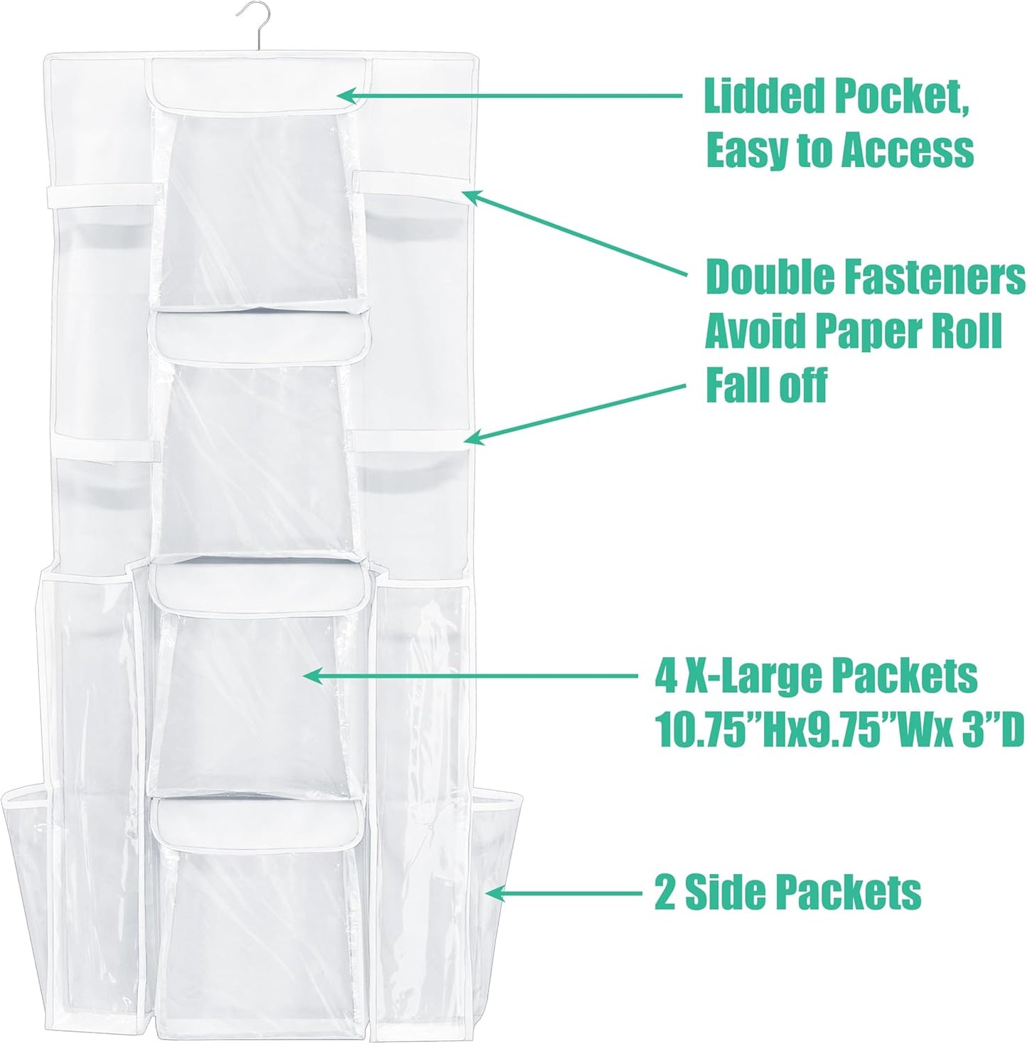 Simple Houseware Gift Wrap Organizer - Double-Sided Storage Pockets, White | Set of 1