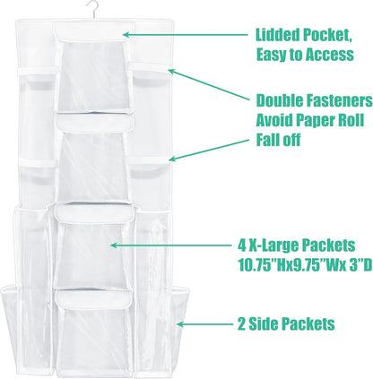 Simple Houseware Gift Wrap Organizer - Double-Sided Storage Pockets, White | Set of 1