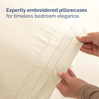 Skiennix Twin Size 3 Piece Sheet Set - Comfy, Breathable & Cooling Bedding - Ultra-Soft, Deep Pockets, Off White