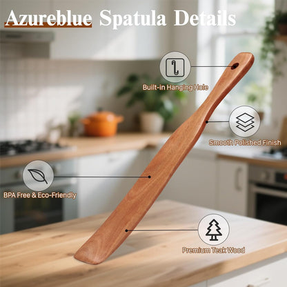 Skiennix Skinny Spurtle Set - Perfect for Sourdough Starters | Wooden Mixing Tools for Jars
