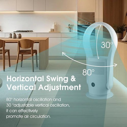Bladeless Tower Fan with HEPA Filter - 80° Oscillation, Remote Control, 9 Speeds | Ideal for Home & Office