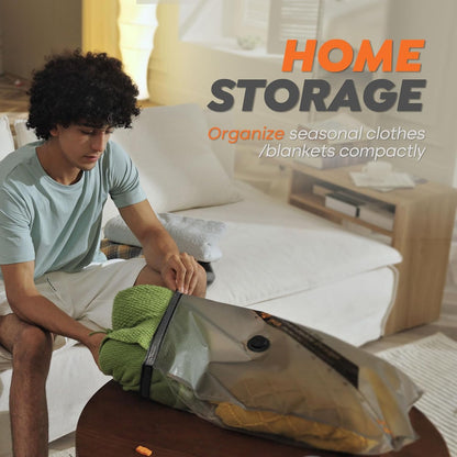 Rechargeable Wireless Pump | Travel Storage Bags Set - 15 Medium Vacuum Bags for Space-Saving Packing