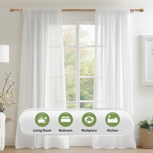 5/8” Diameter Curtain Rods 30-60 Inch, for 30-54 Inch Windows, Adjustable Splicing Wood Grain Curtain Rods for Windows with Brackets, Window Rod Long Small Curtains Rod, 2 Pack
