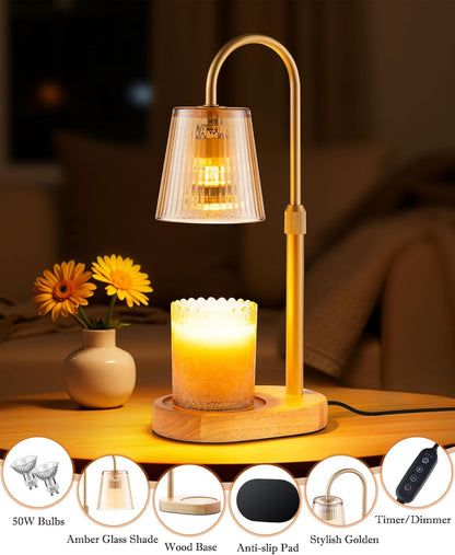 Skiennix Adjustable Candle Warmer Lamp - Dimmable Electric Wax Melter with Timer | Modern Home Decor Gift