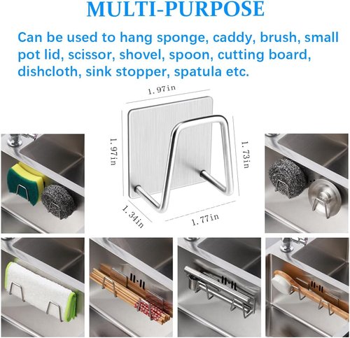 LYART Premium Sink Sponge Holder - 4Pcs SUS304 Stainless Steel, Waterproof & Rustproof, Quick Drying